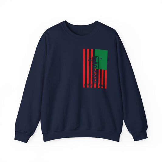 LongD negative cropped flag single-breasted front-back Hyde Park upright logo crewneck sweatshirt (Juneteenth colors)