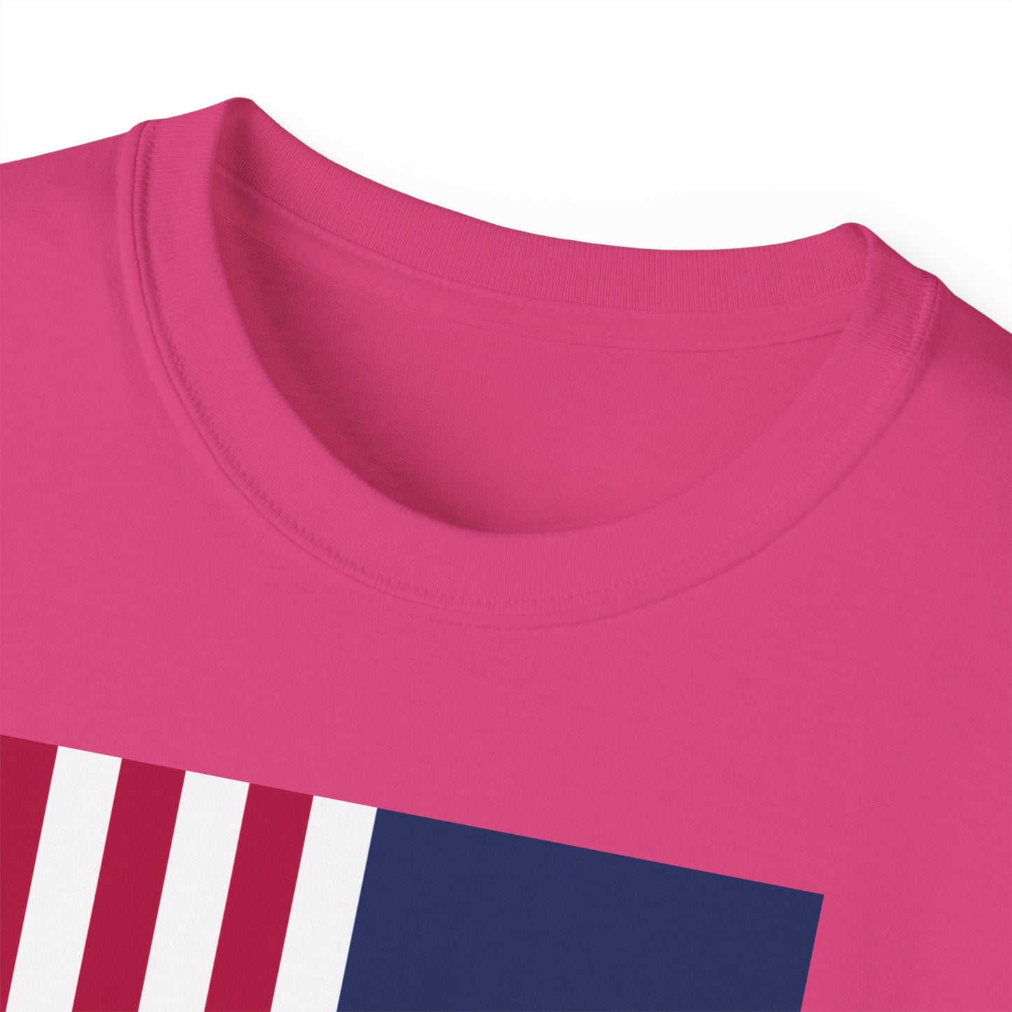 LongD® Logo Cotton Tee Red, White and Blue portrait (official proportions) flag negative text