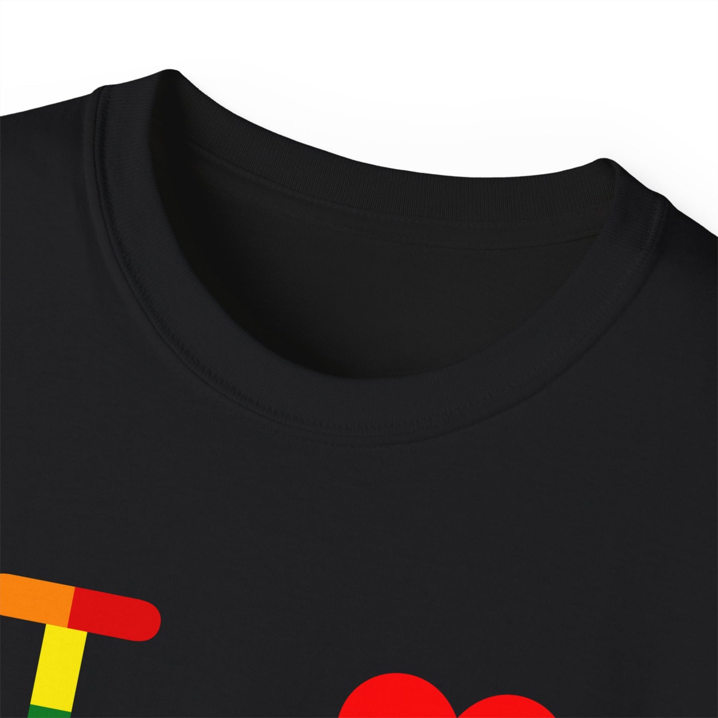 I Luv LongD positive vertical striped Hyde Park logo cotton tee (Pride colors)