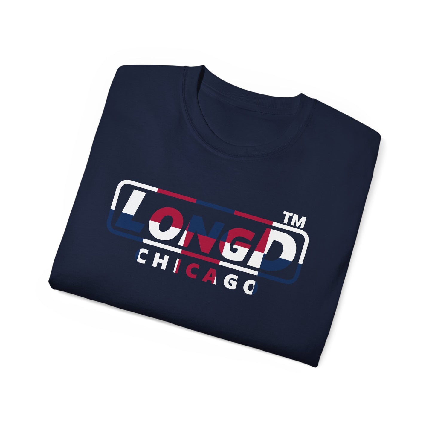 LongD positive 2x5 Chicago logo cotton tee (patriotic colors)