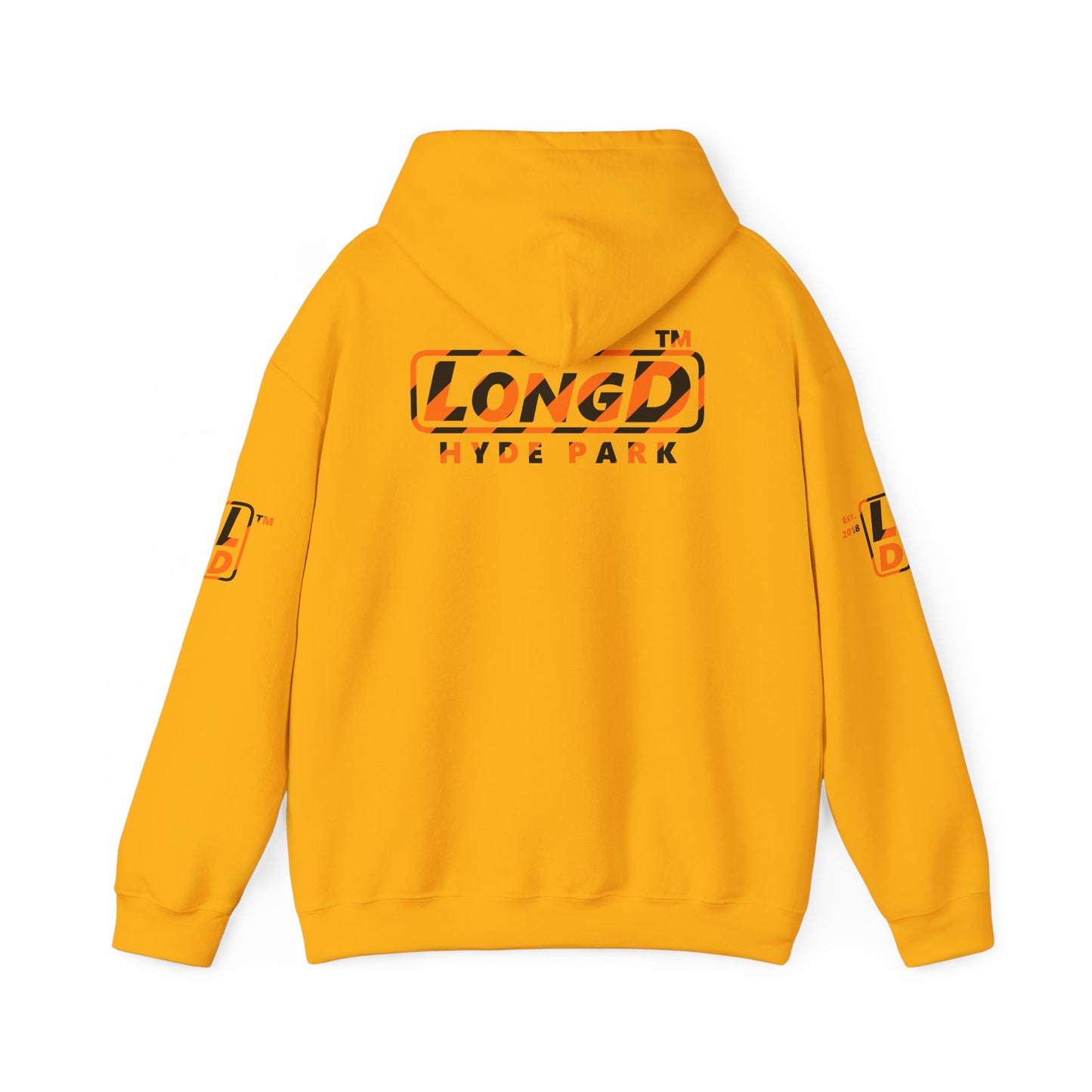 LongD Hyde Park positive 12-striped 4-print logo (Halloween colors) hoodie