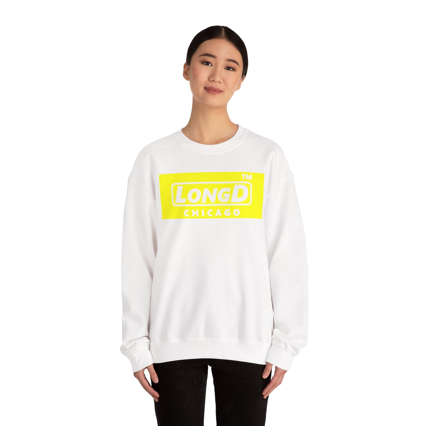 LongD negative reverse Chicago logo crewneck sweatshirt