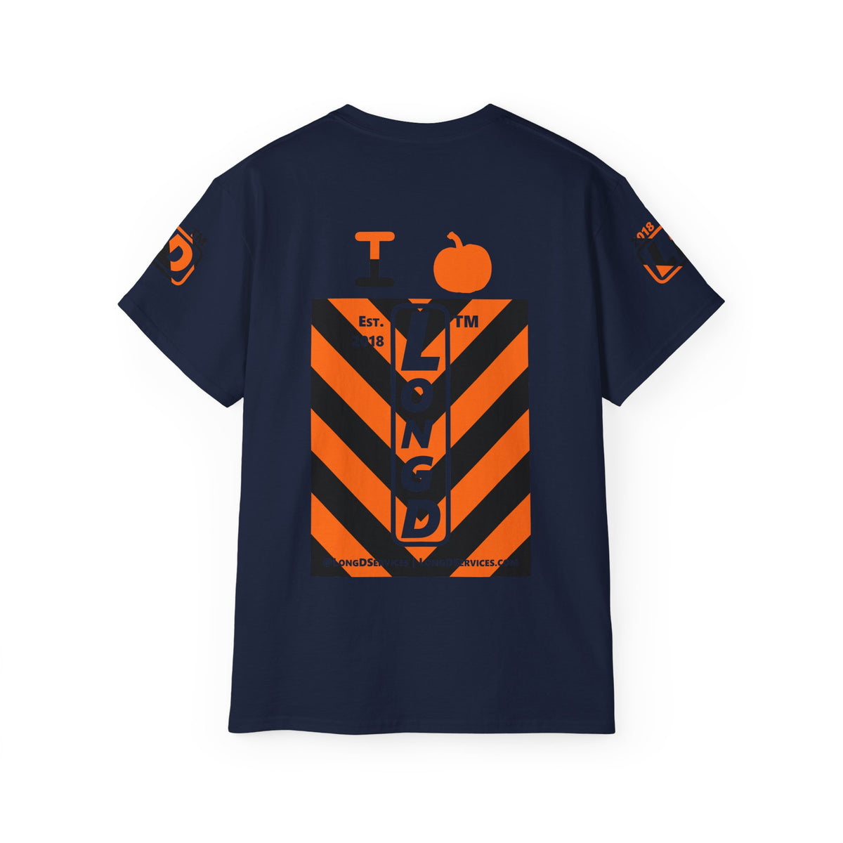 I pumpkin LongD Tag-domain negative upright downward chevron 4-print logo cotton tee