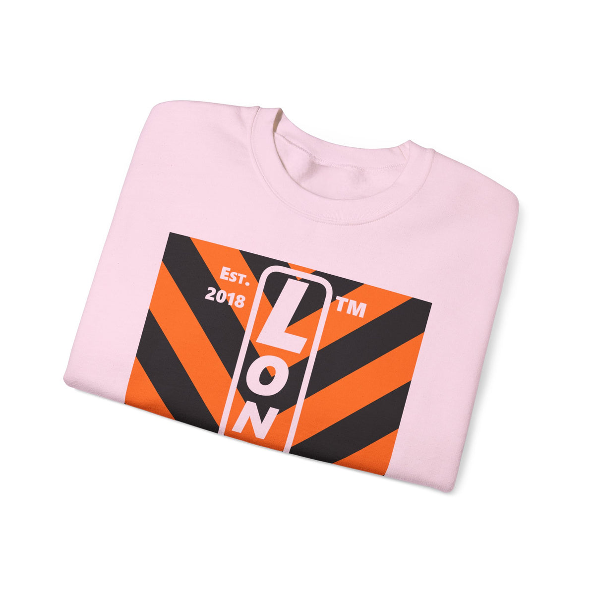 LongD Hyde Park negative upright downward chevron logo (Halloween colors) crewneck sweatshirt