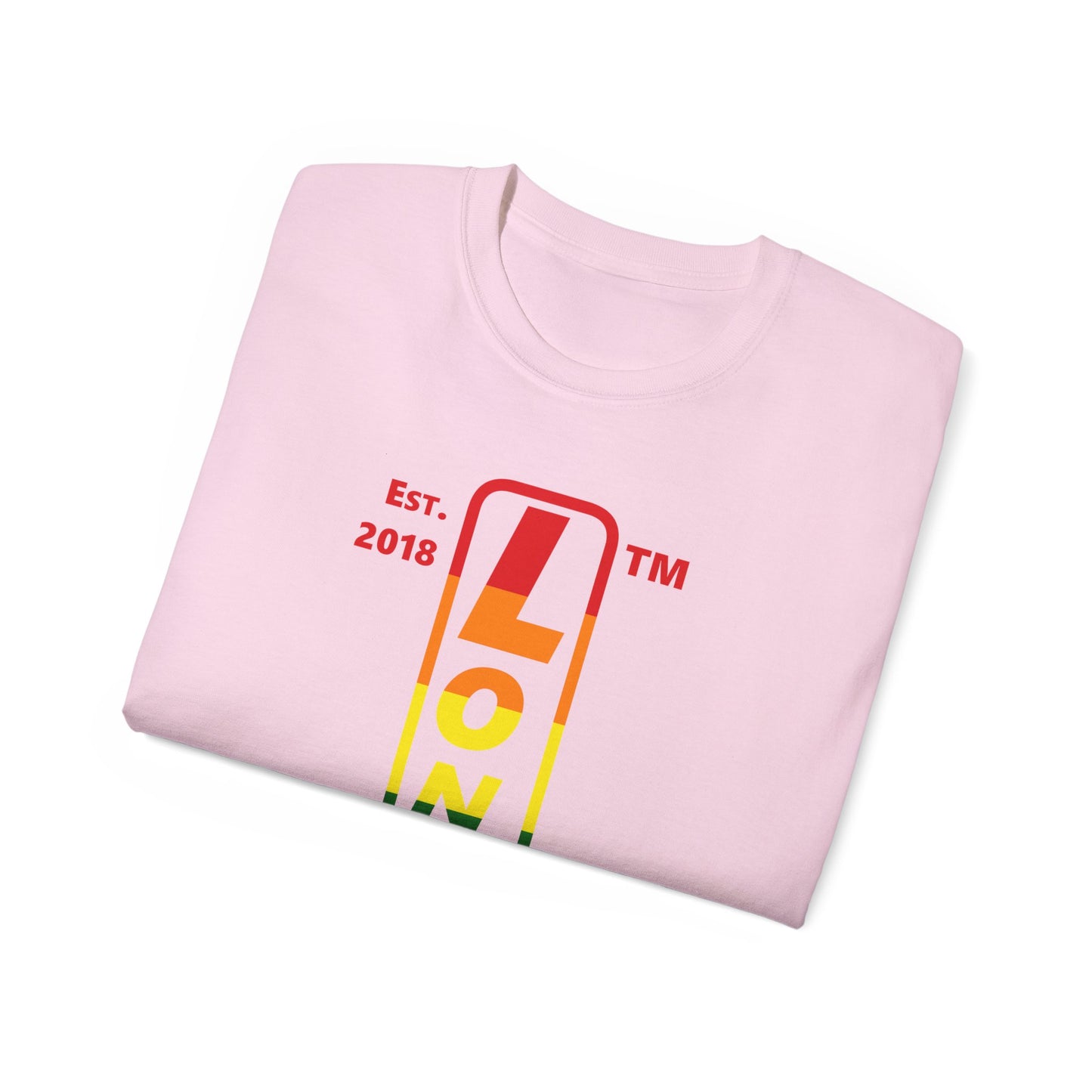 LongD Cotton Tee positive horizontal striped Chicago upright logo (Pride colors)