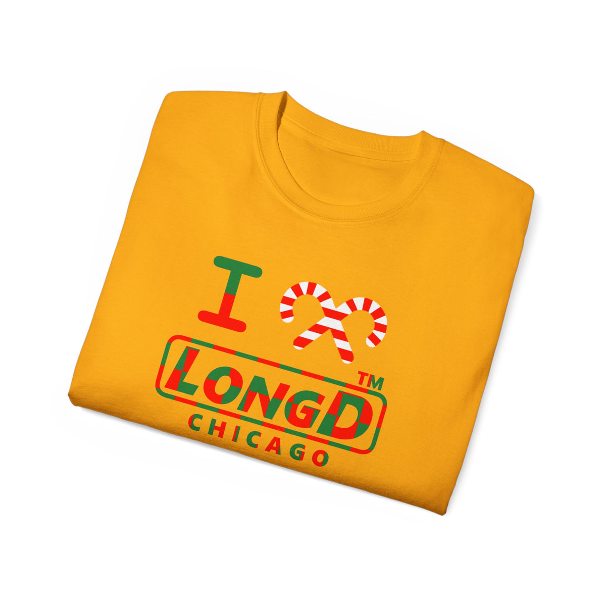 I candy cane LongD Chicago positive checkered logo cotton tee