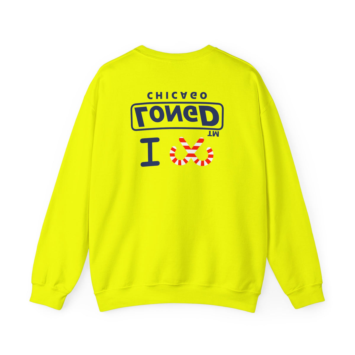 I candy cane LongD Chicago positive official basic navy front-back logo crewneck sweatshirt