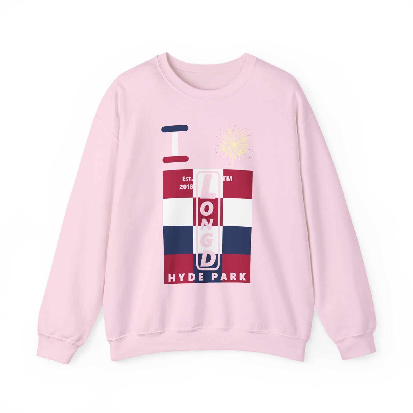 I Burst LongD negative 4x3 Hyde Park upright logo crewneck sweatshirt
