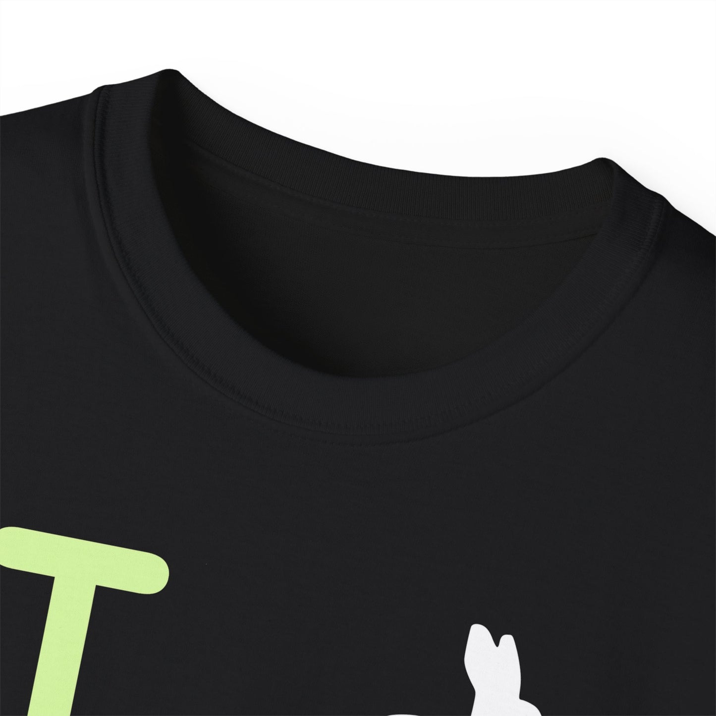 I Bunny LongD® Logo Cotton Tee Easter pastel green negative text (white Easter Bunny)
