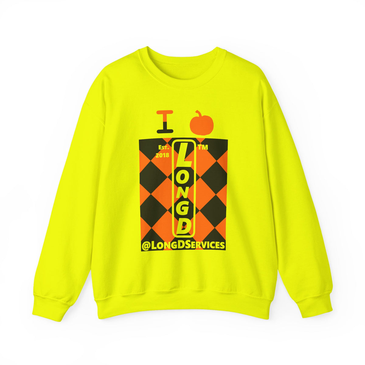 I pumpkin LongD Tag negative upright argyle logo crewneck sweatshirt