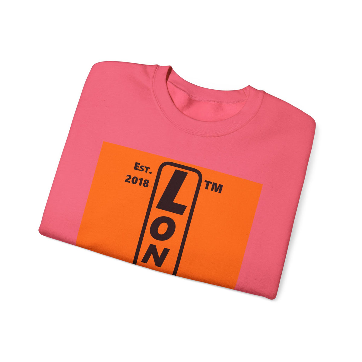 LongD Hyde Park upright logo Black (000000) on orange (FE7518) (Halloween colors) crewneck sweatshirt