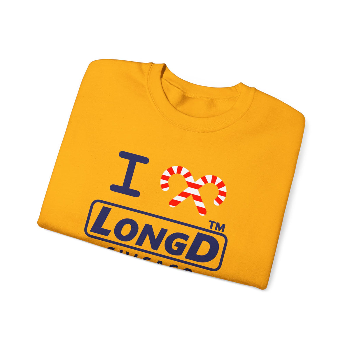 I candy cane LongD Chicago positive official basic navy front-back logo crewneck sweatshirt