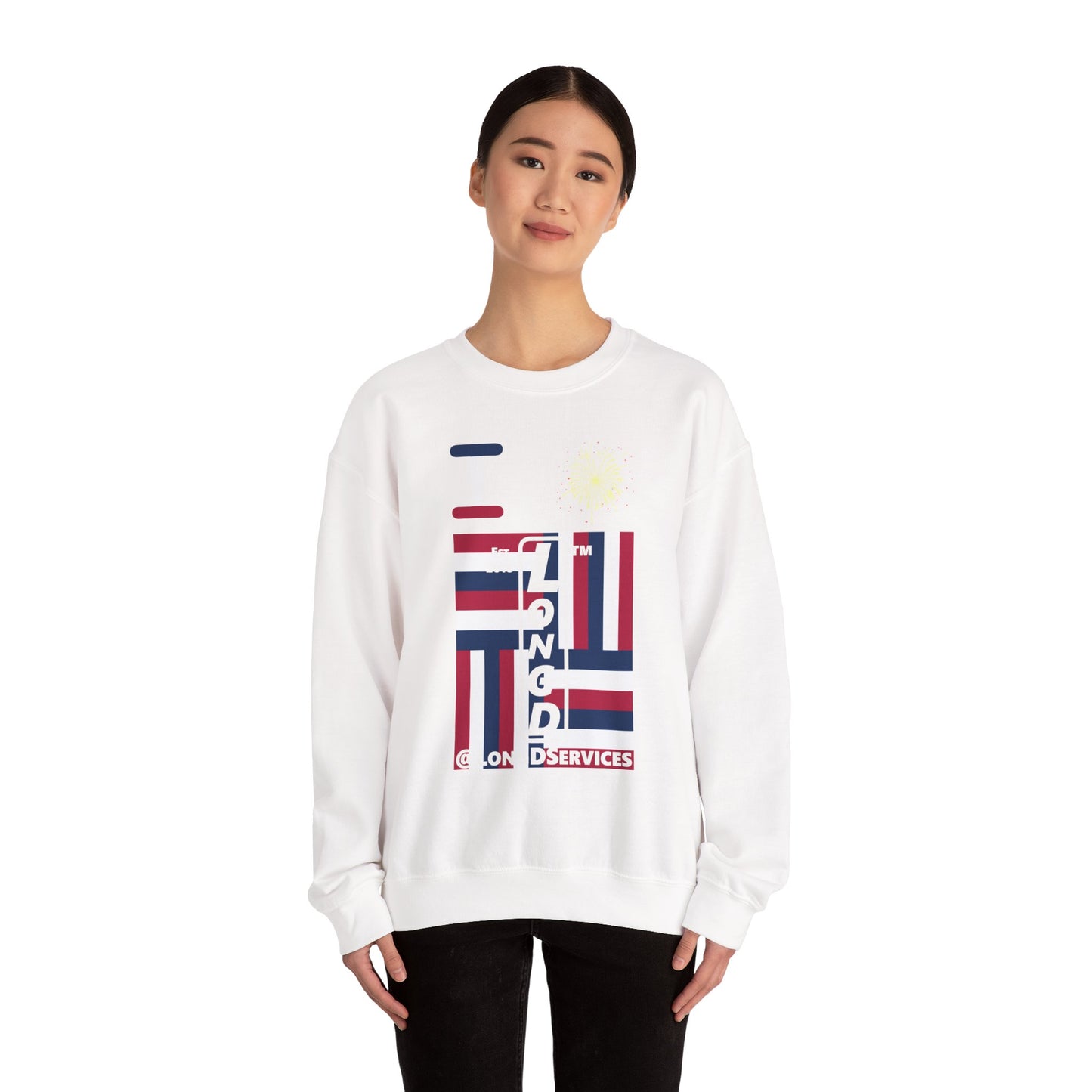 I Burst LongD negative windmill tag upright logo crewneck sweatshirt