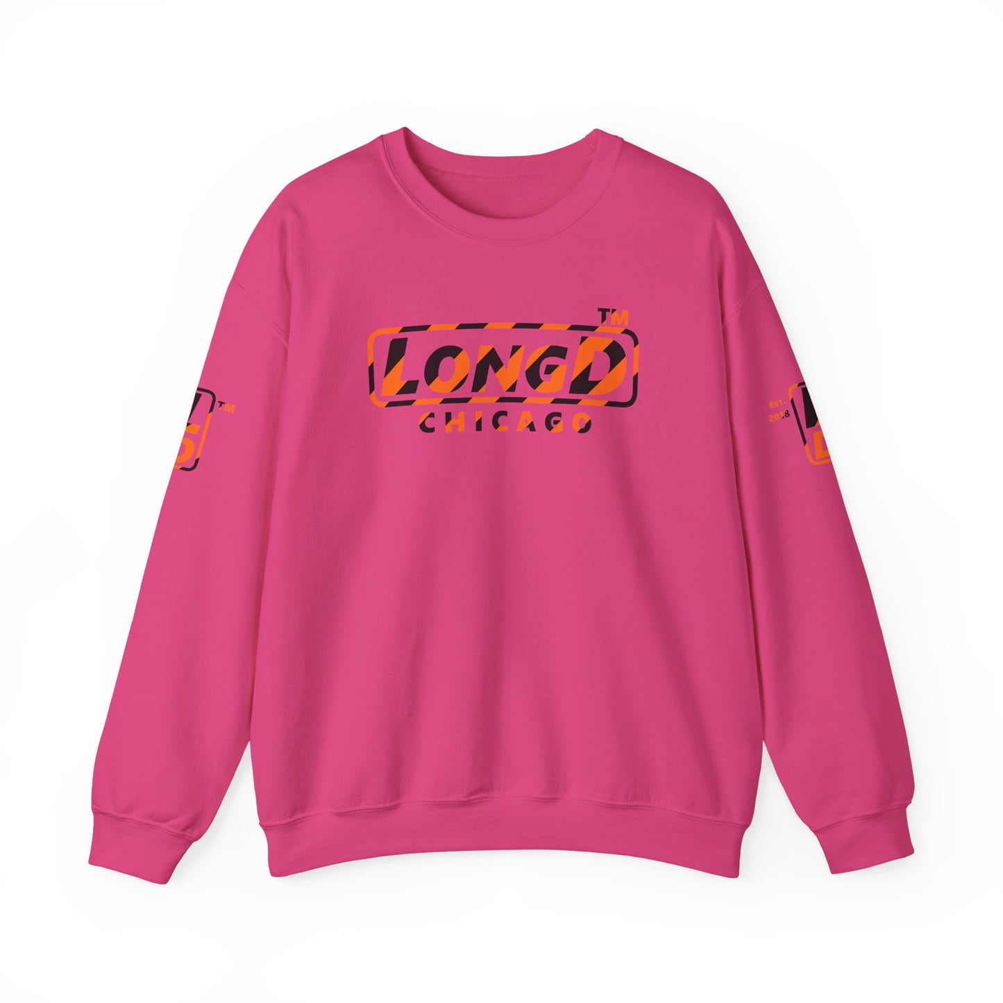 LongD Chicago positive 12-striped 4-print logo (Halloween colors) crewneck sweatshirt