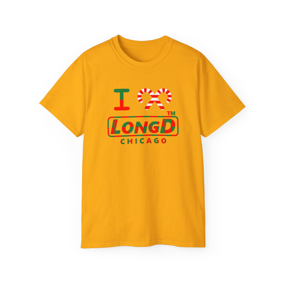 I candy cane LongD Chicago positive checkered logo cotton tee