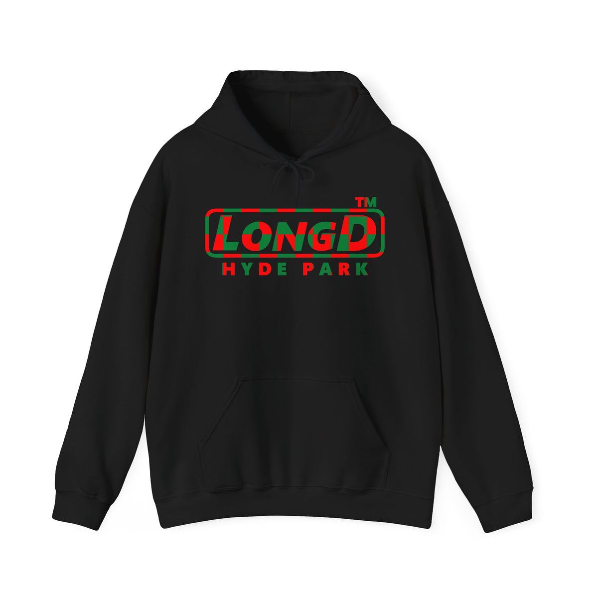 LongD Hyde Park positive checkered logo (Xmas colors) hoodie