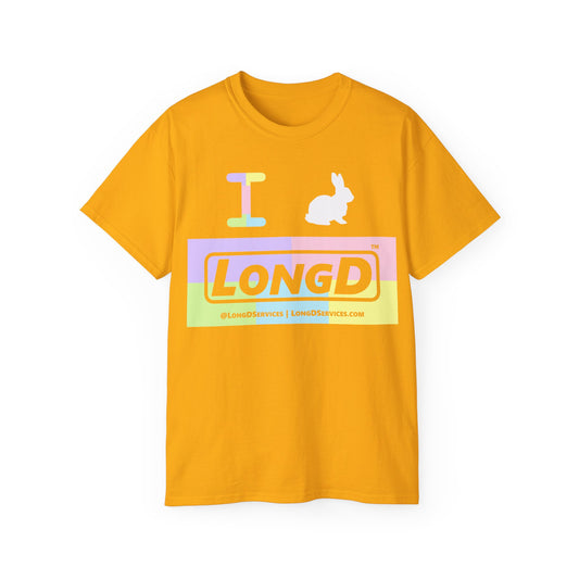 I Bunny LongD® Logo Cotton Tee Easter pastel variety negative text (white Easter Bunny)