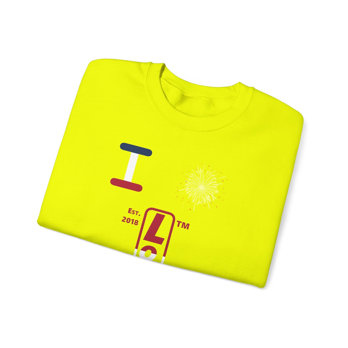 I Burst LongD positive horizontal 3-striped tag-domain upright logo crewneck sweatshirt