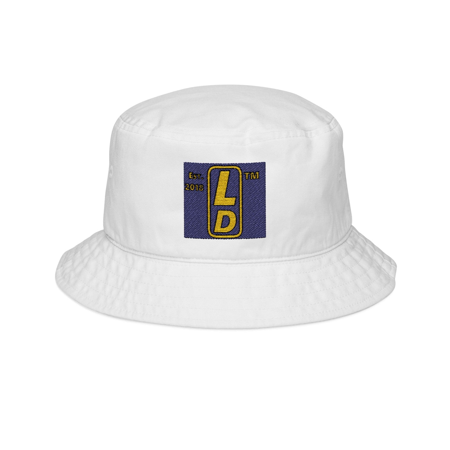 Embroidered alternate upright logo initials bucket hat