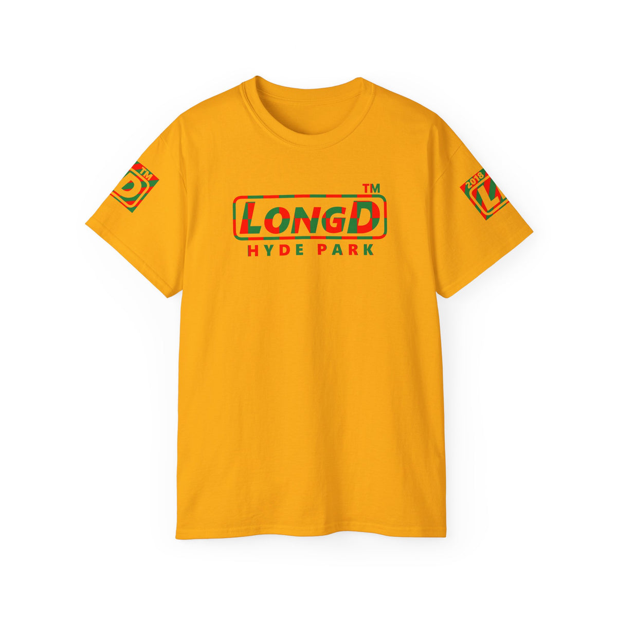 LongD Hyde Park positive checkered 4-print logo (Xmas colors) cotton tee
