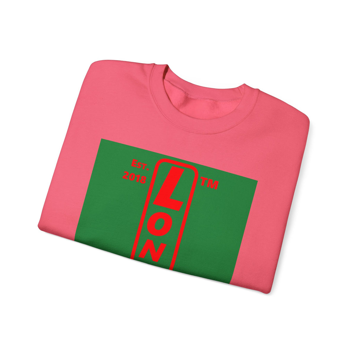 LongD Chicago upright logo positive red on negative green (Xmas colors) crewneck sweatshirt