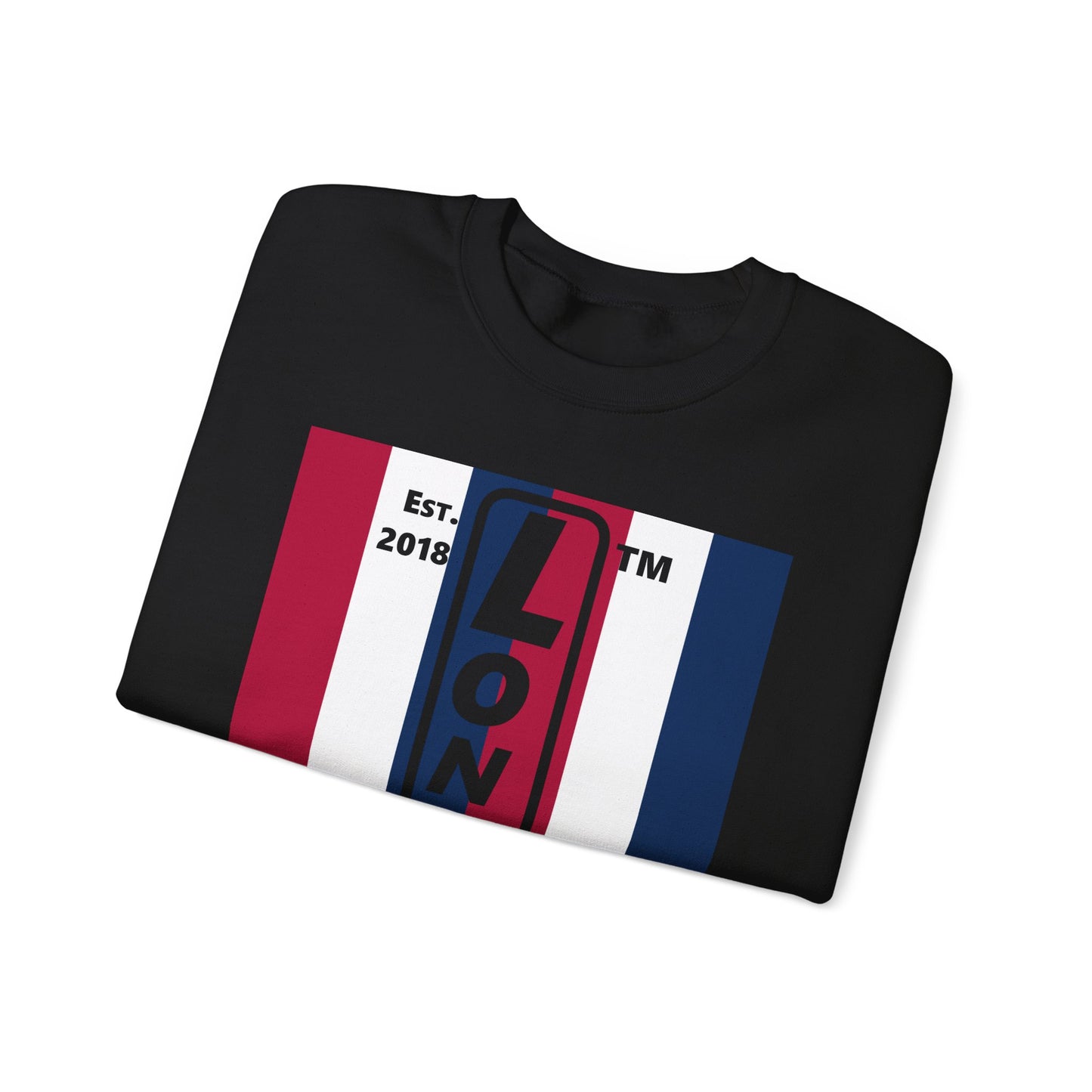 LongD negative vertical 6-striped Chicago logo crewneck sweatshirt (patriotic colors)