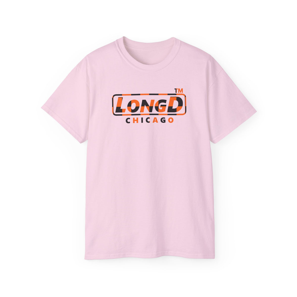 LongD Chicago positive checkered logo (Halloween colors) cotton tee
