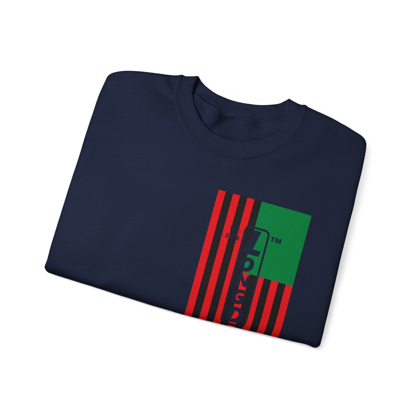 LongD negative cropped flag single-breasted front-back Hyde Park upright logo crewneck sweatshirt (Juneteenth colors)