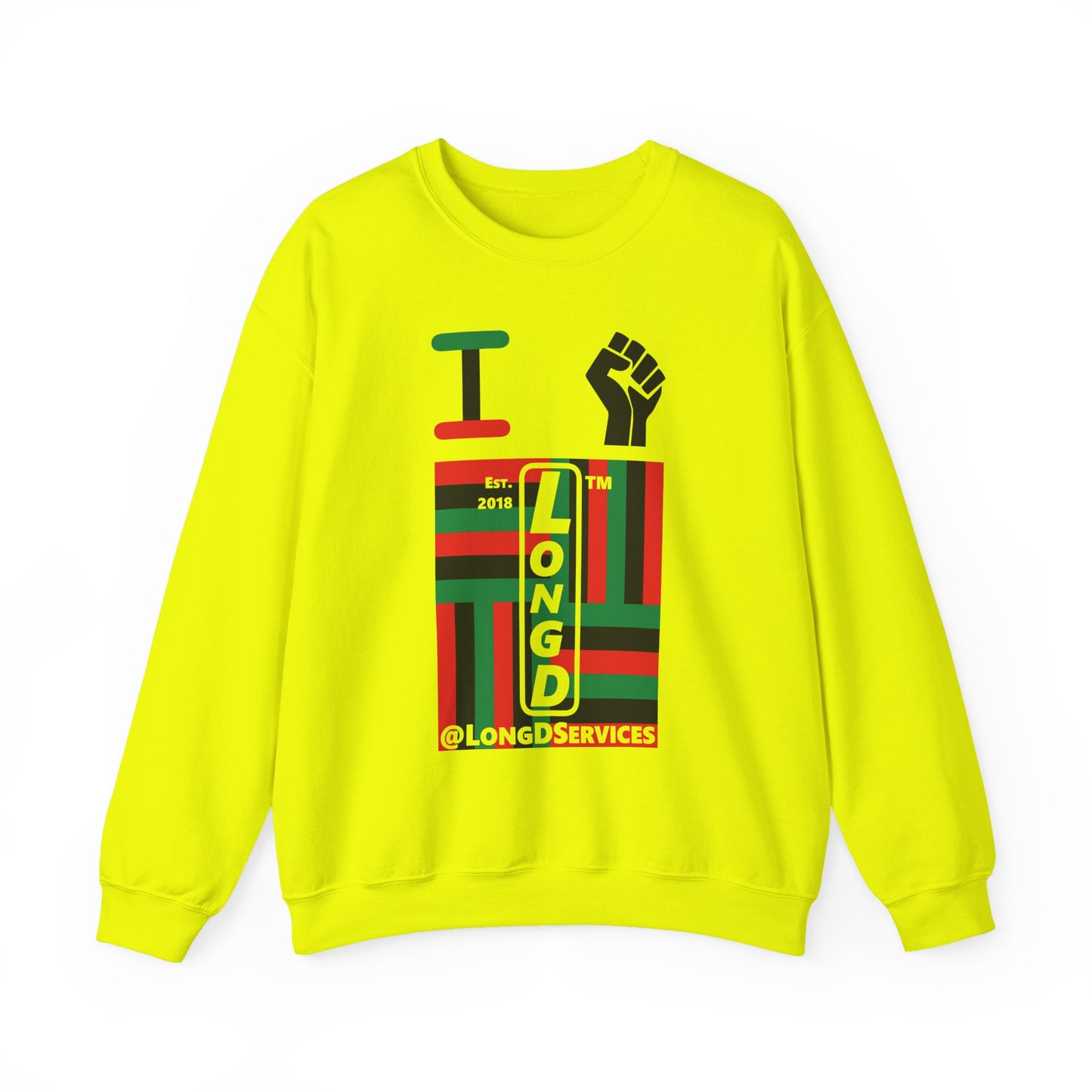 I Fist LongD negative windmill tag upright logo crewneck sweatshirt