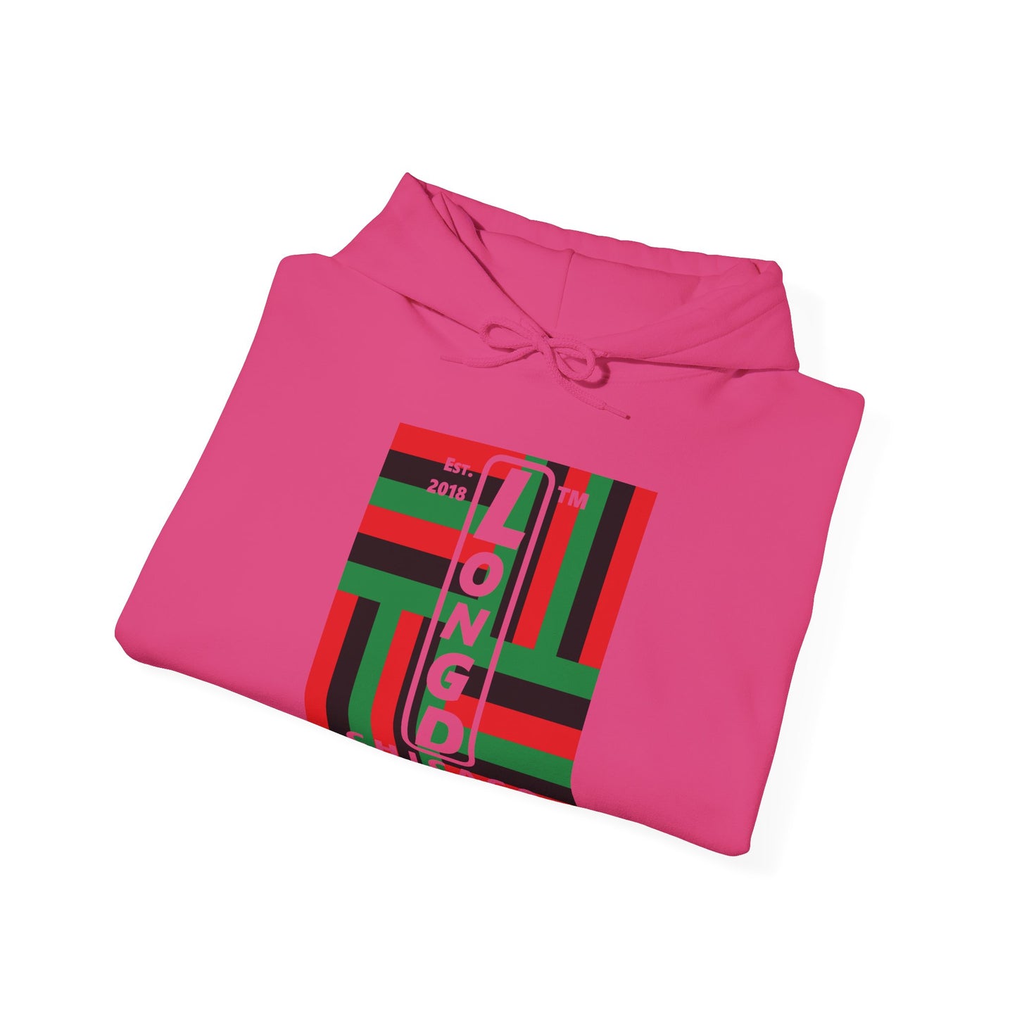 LongD® negative windmill upright Chicago logo hoodie (Juneteenth colors)