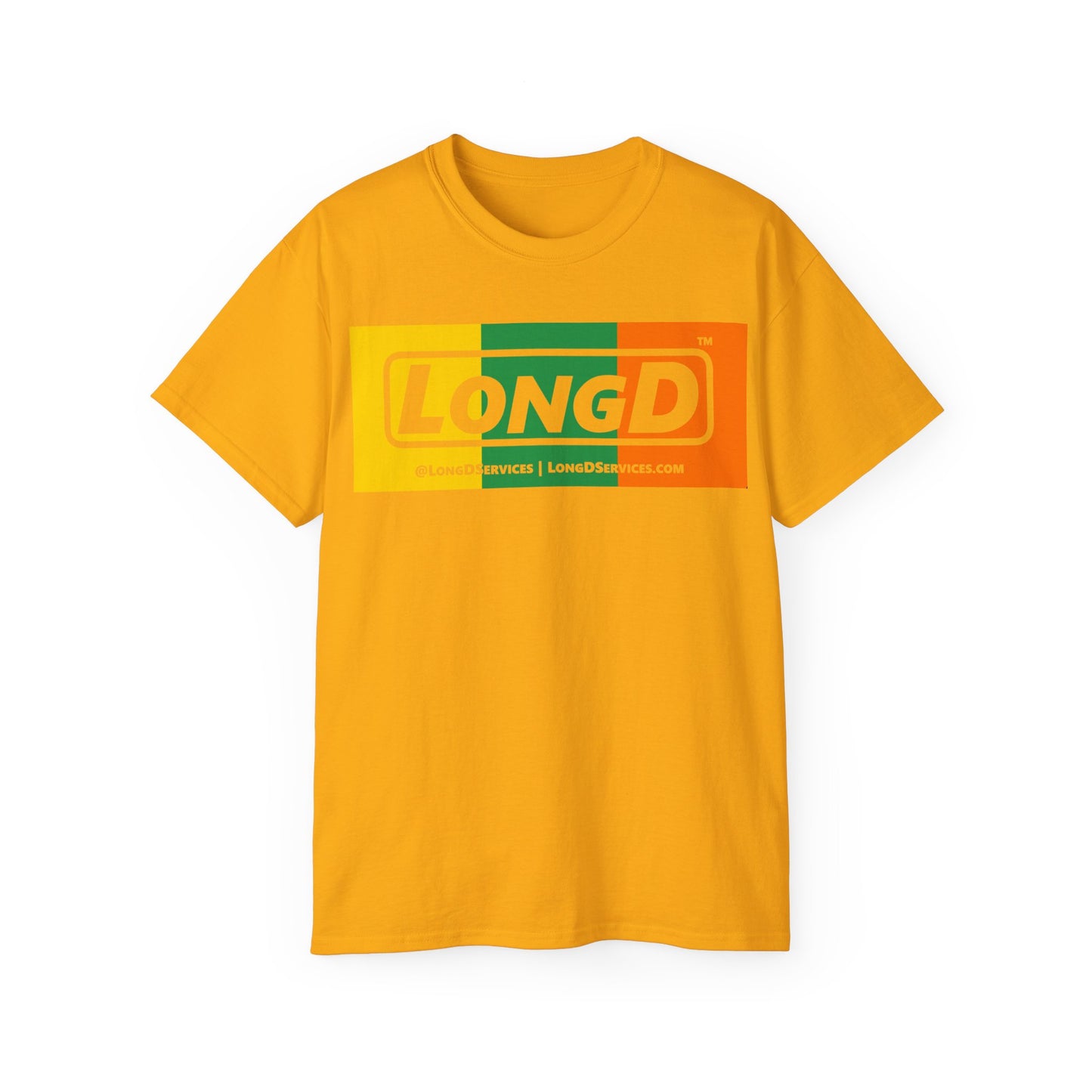LongD® Logo Cotton Tee (St. Patrick's Day -Irish Green, Golden Yellow and Irish Orange negative thirds)