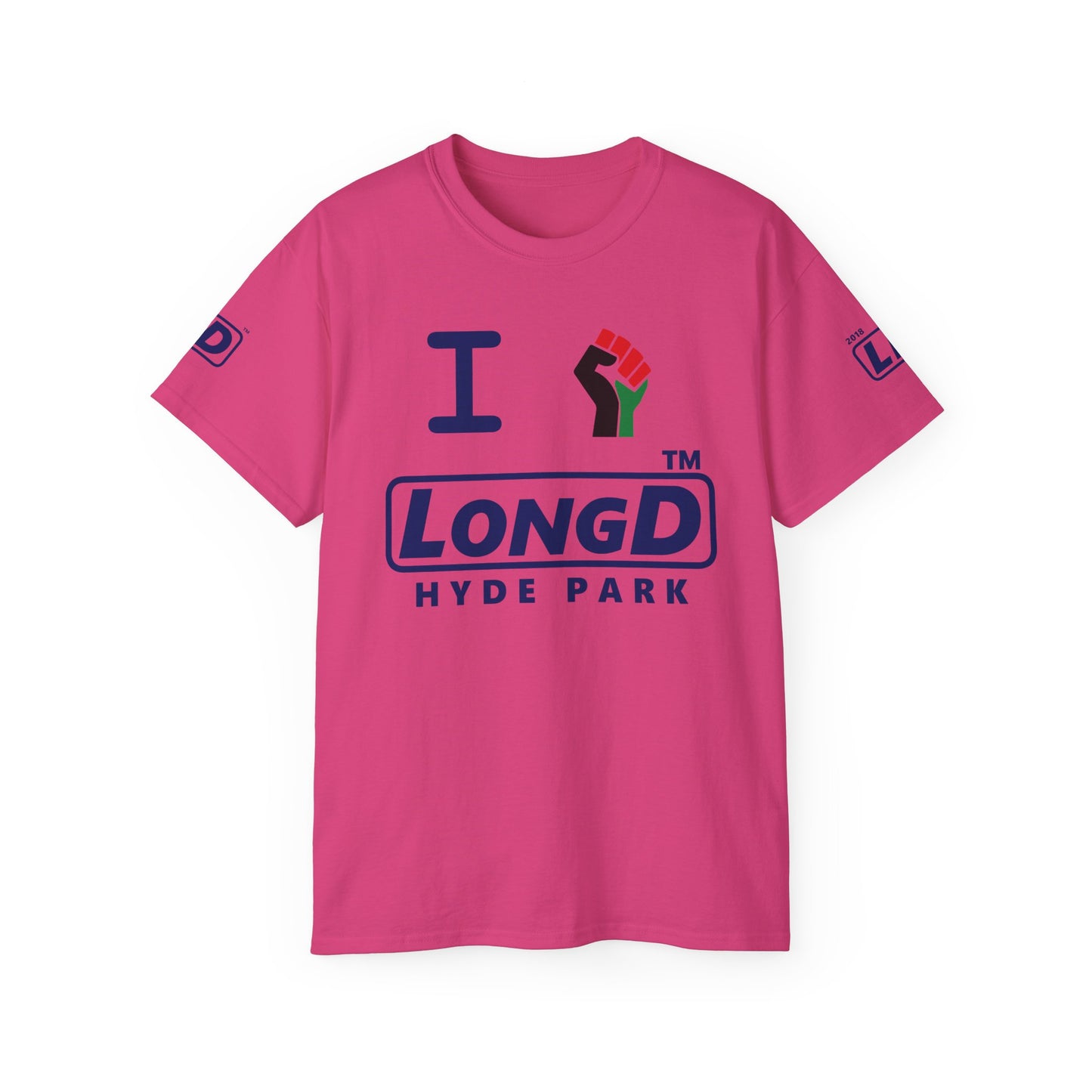 I fist LongD official Hyde Park logo 4-print cotton tee with multicolored fist