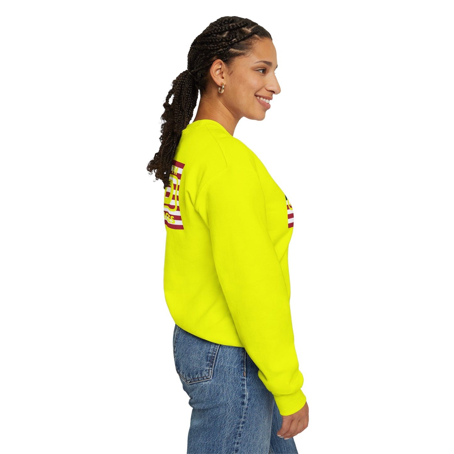 LongD negative flag front-back Hyde Park logo crewneck sweatshirt (patriotic colors)