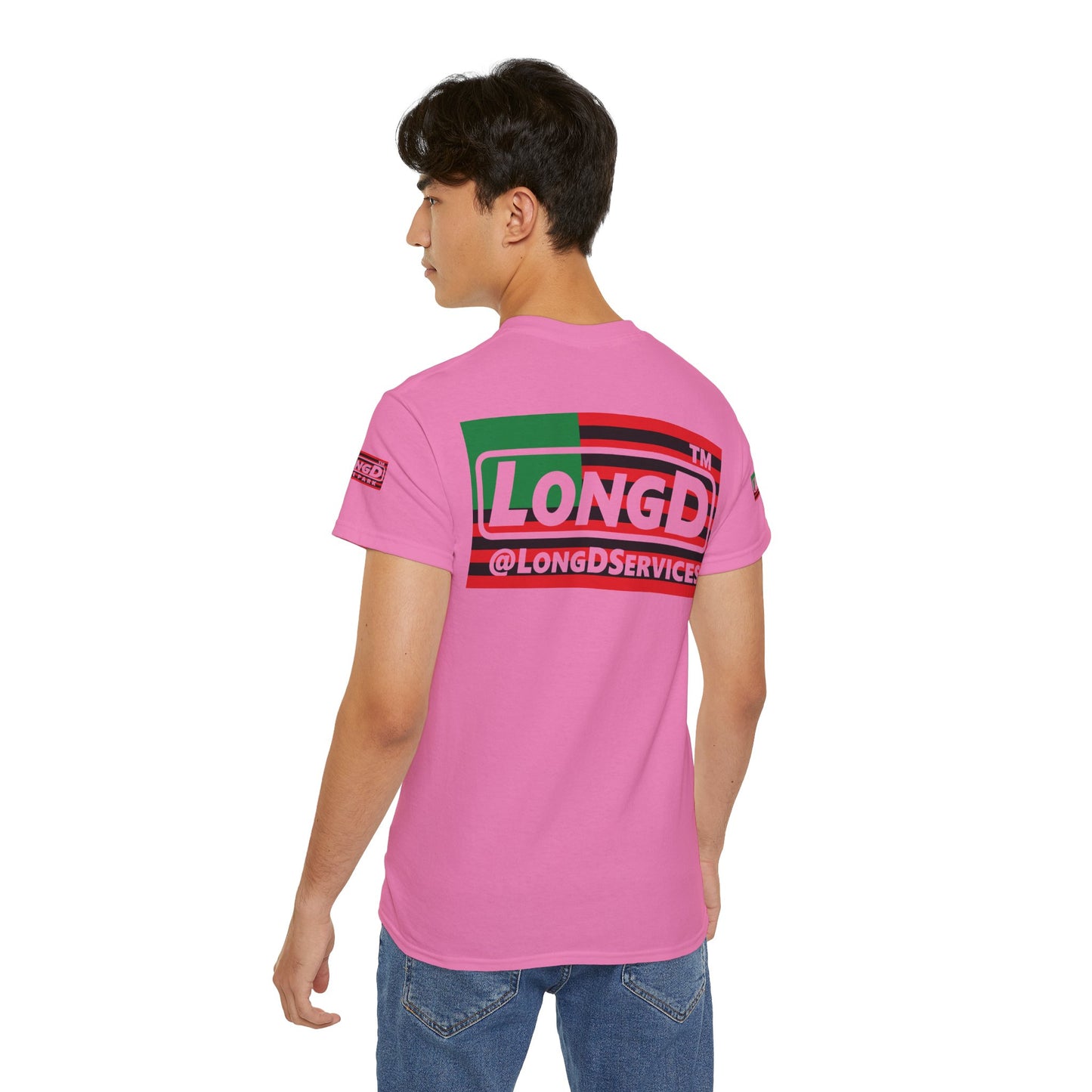 LongD negative flag Hyde Park logo 4-print cotton tee (Juneteenth colors)