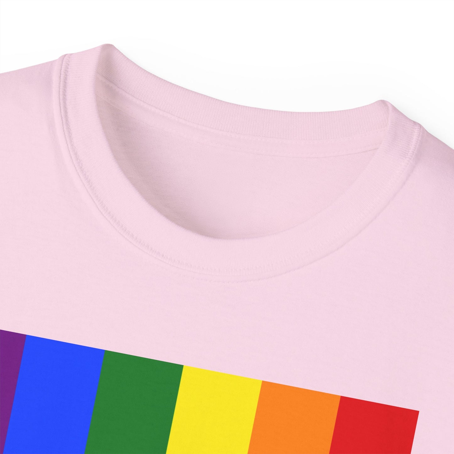 LongD® Logo Cotton Tee Pride rainbow vertical flag negative text