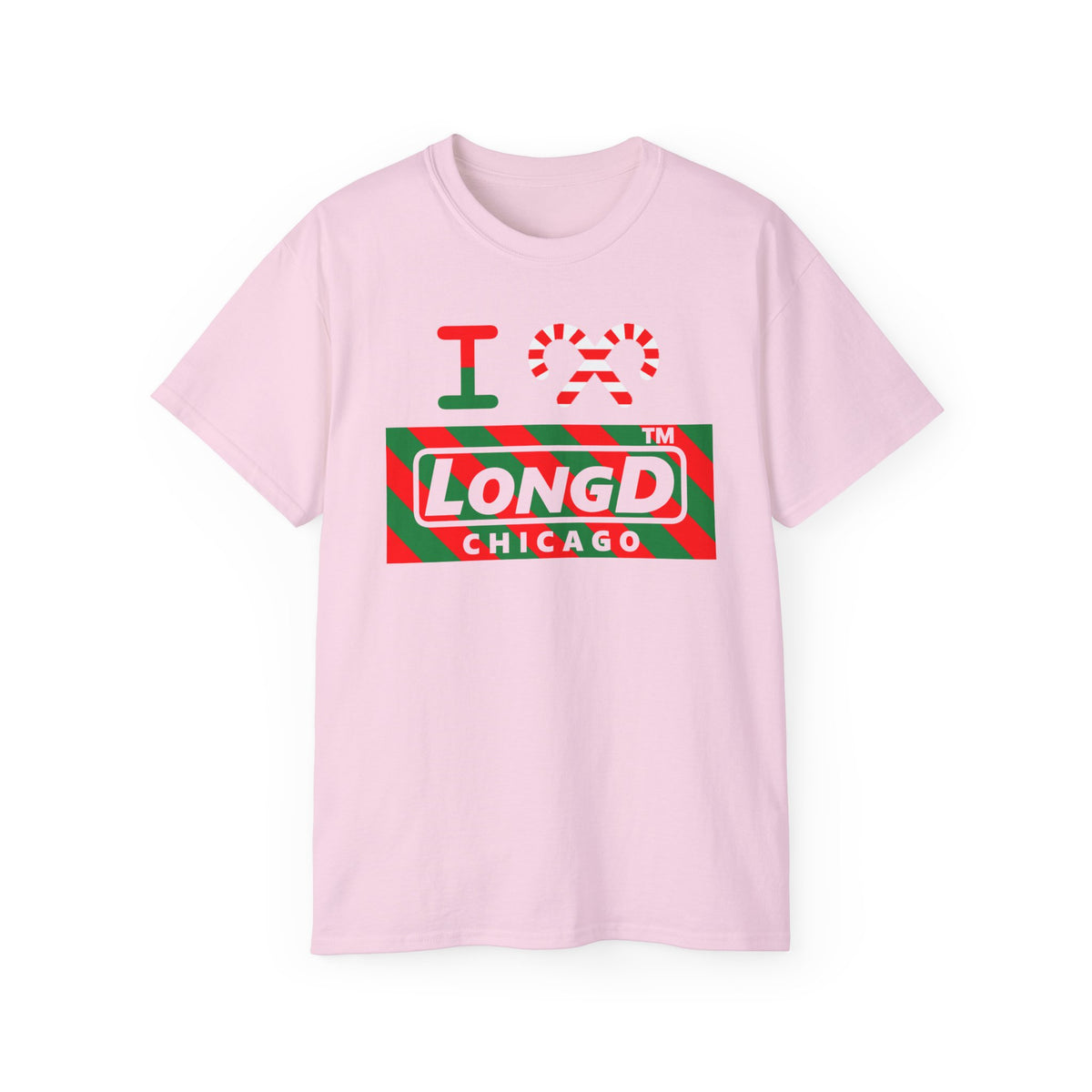 I candy cane LongD Chicago negative 12-striped logo cotton tee