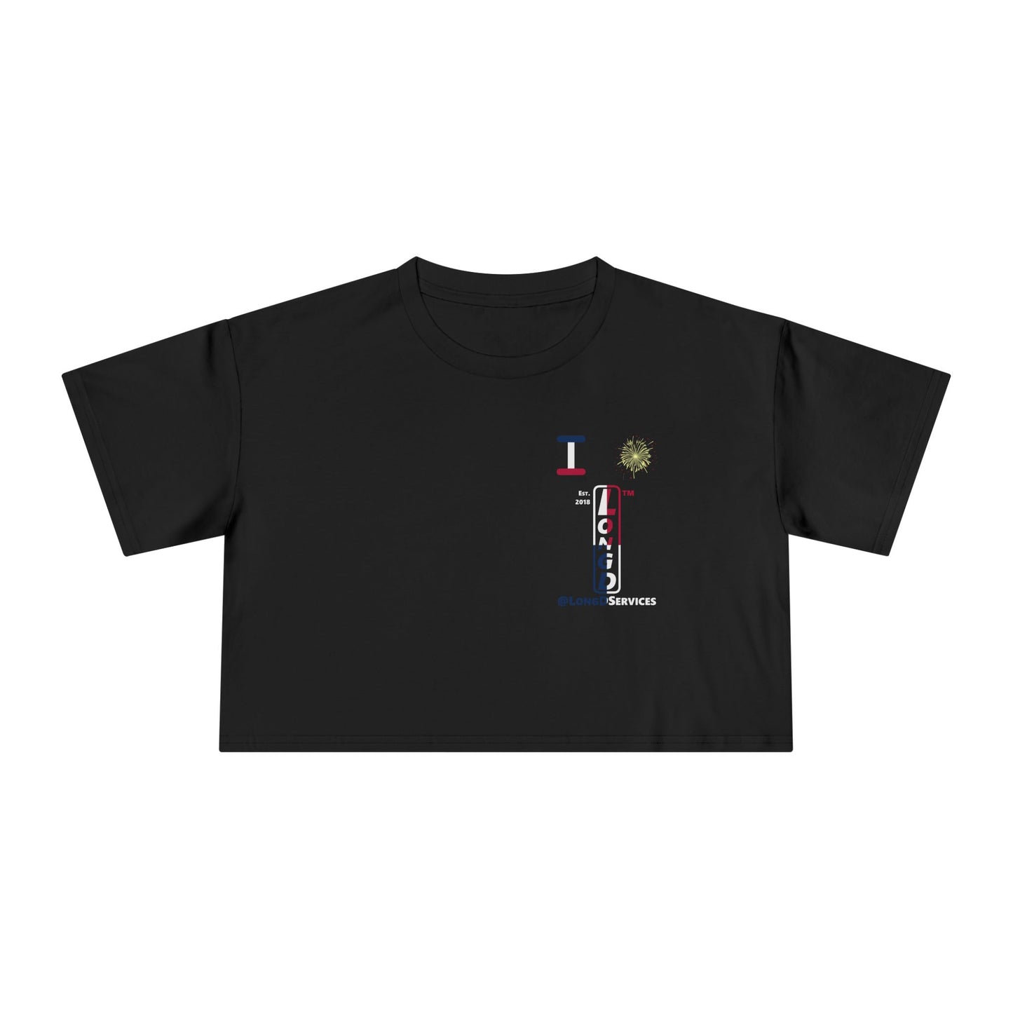 I burst LongD positive quarters upright single-breasted tag logo crop tee