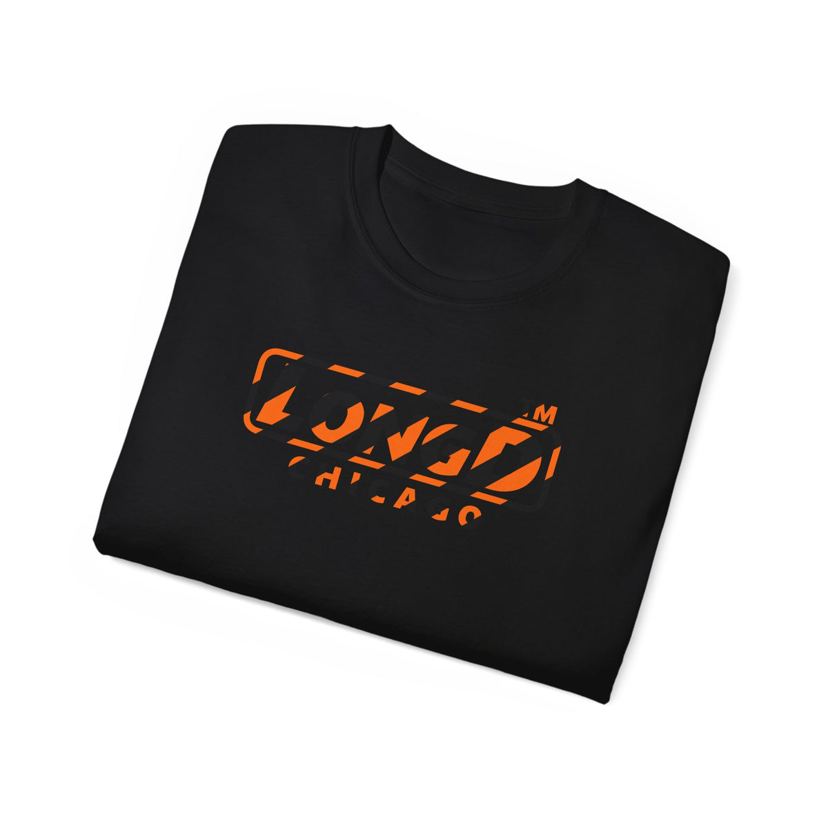 LongD Chicago positive 12-striped 4-print logo (Halloween colors) cotton tee