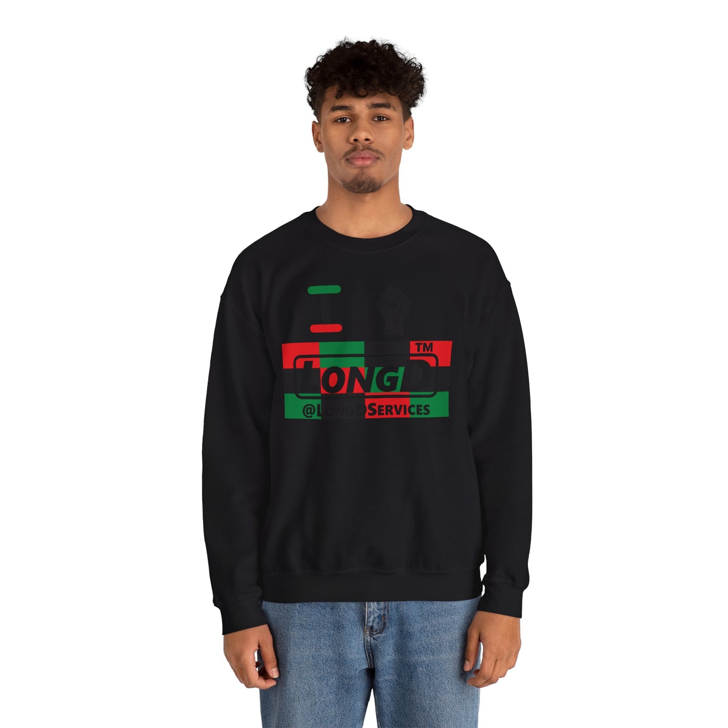 I fist LongD negative 3x4 tag logo crewneck sweatshirt