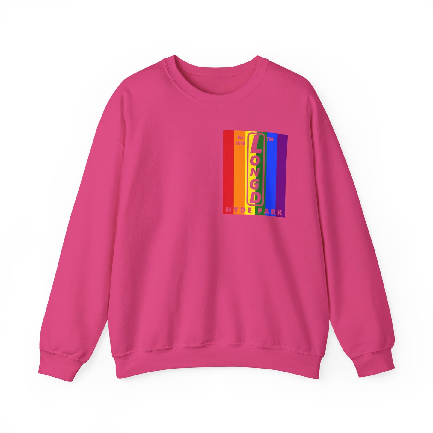 LongD negative flag single-breasted front-back Hyde Park upright logo crewneck sweatshirt (Pride colors)
