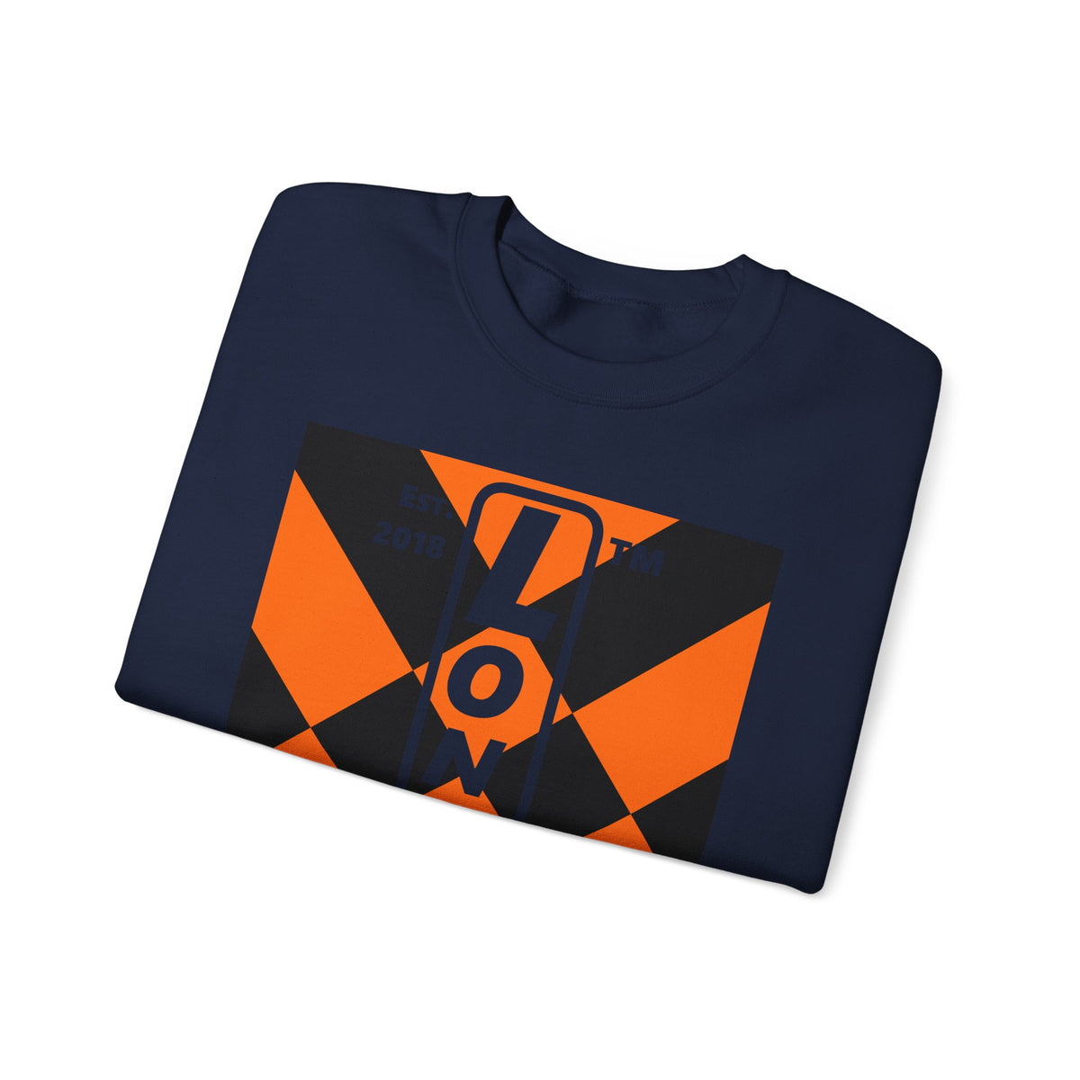 LongD Hyde Park negative upright mixed argyle logo (Halloween colors) crewneck sweatshirt