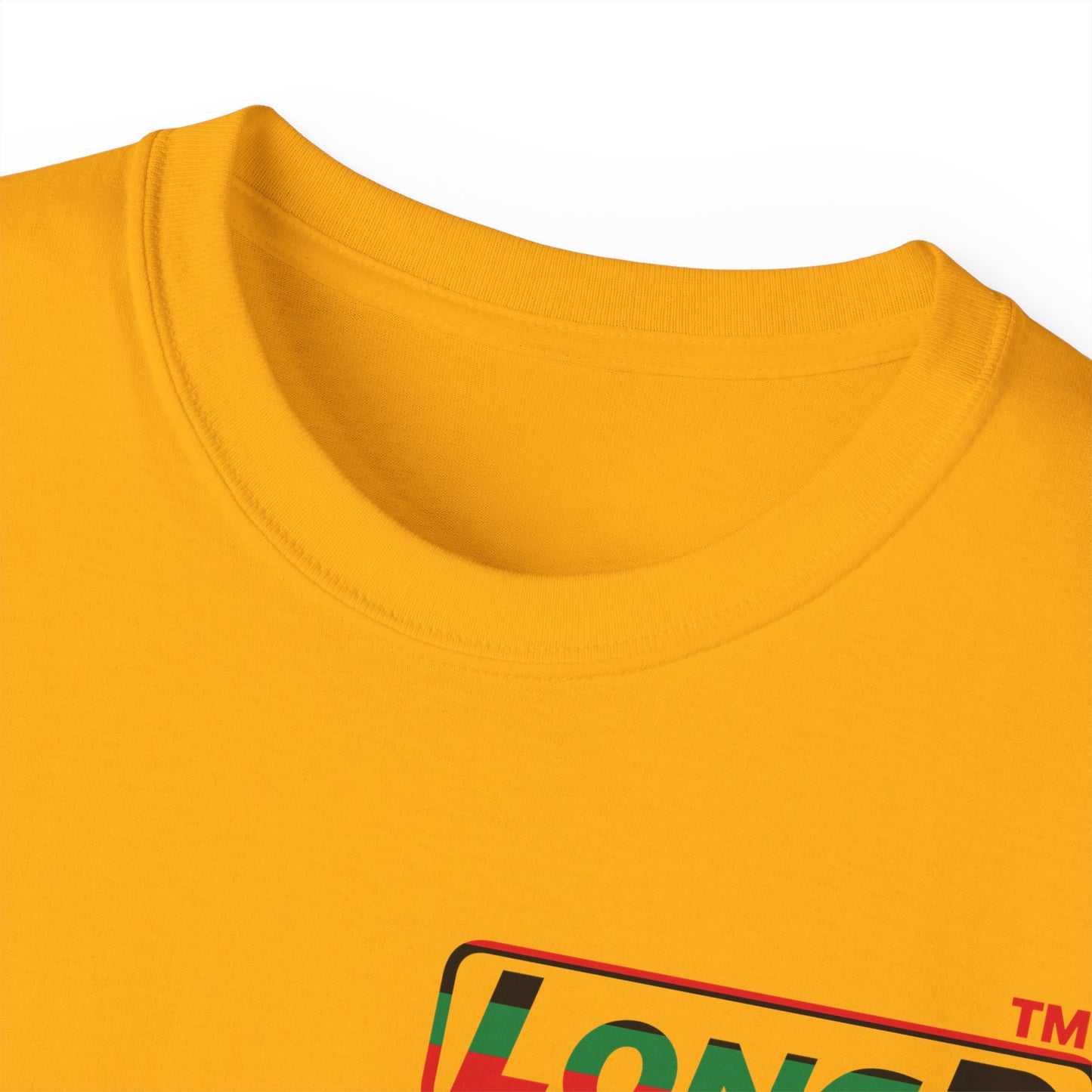 LongD positive horizontal 6-striped Hyde Park logo single-breasted front-back cotton tee (Juneteenth colors)
