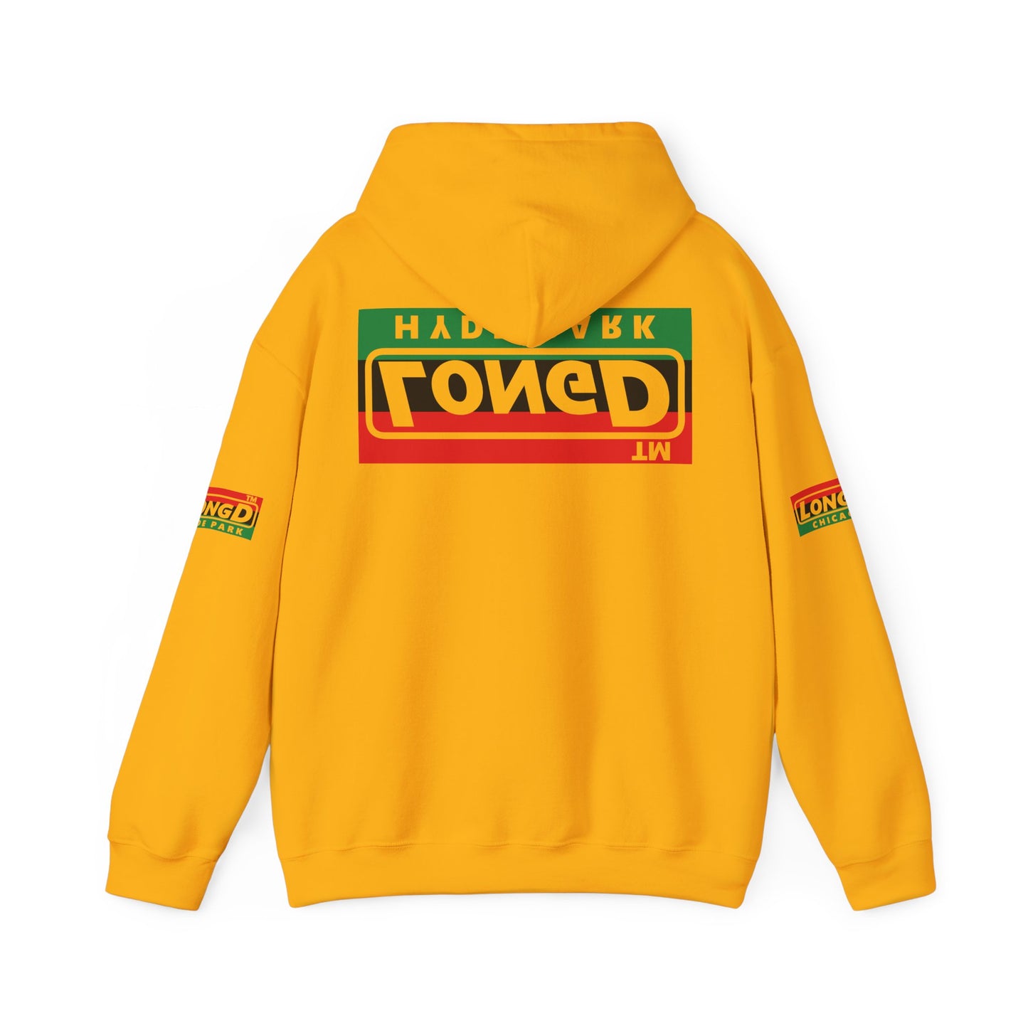 LongD® basic official Hyde Park 4-print flipped-back logo Hoodie (Juneteenth colors)