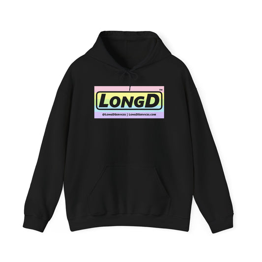 LongD® Logo Hoodie pastel striped negative text coloration