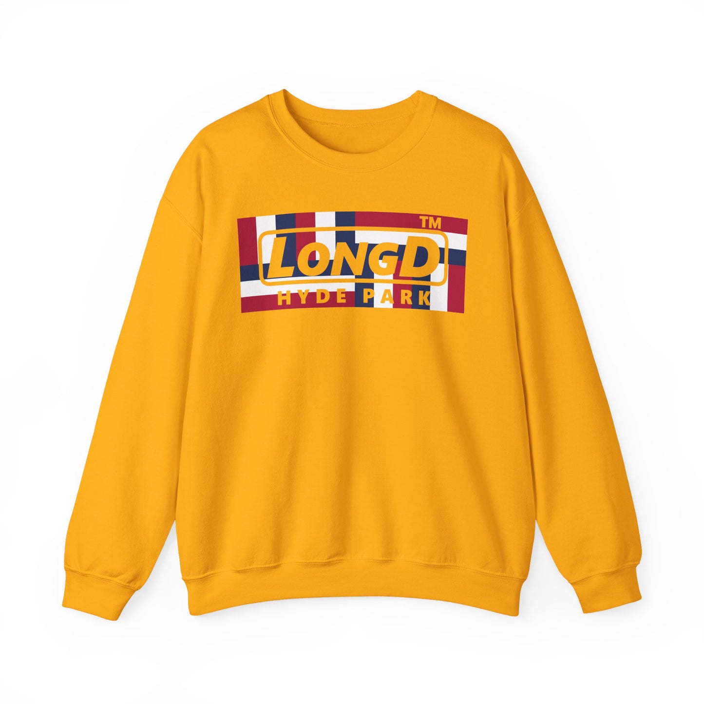 LongD negative modified windmill Hyde Park logo crewneck sweatshirt (patriotic colors)