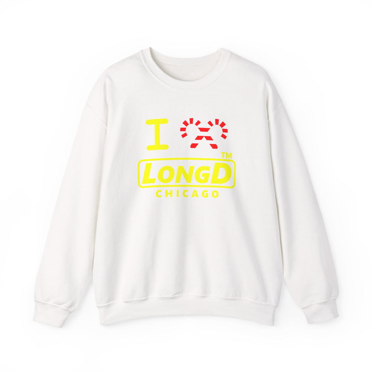 I candy cane LongD Chicago positive alternate basic yellow logo crewneck sweatshirt