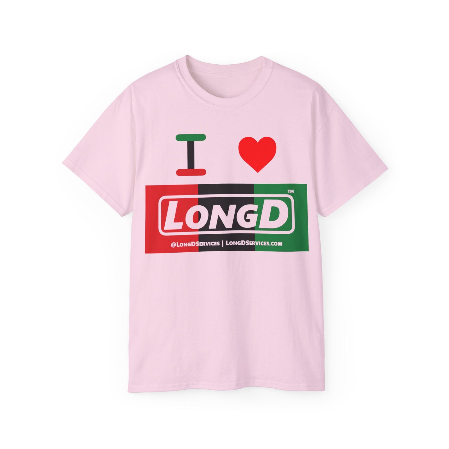 I Luv LongD® Logo Cotton Tee Juneteenth negative thirds text