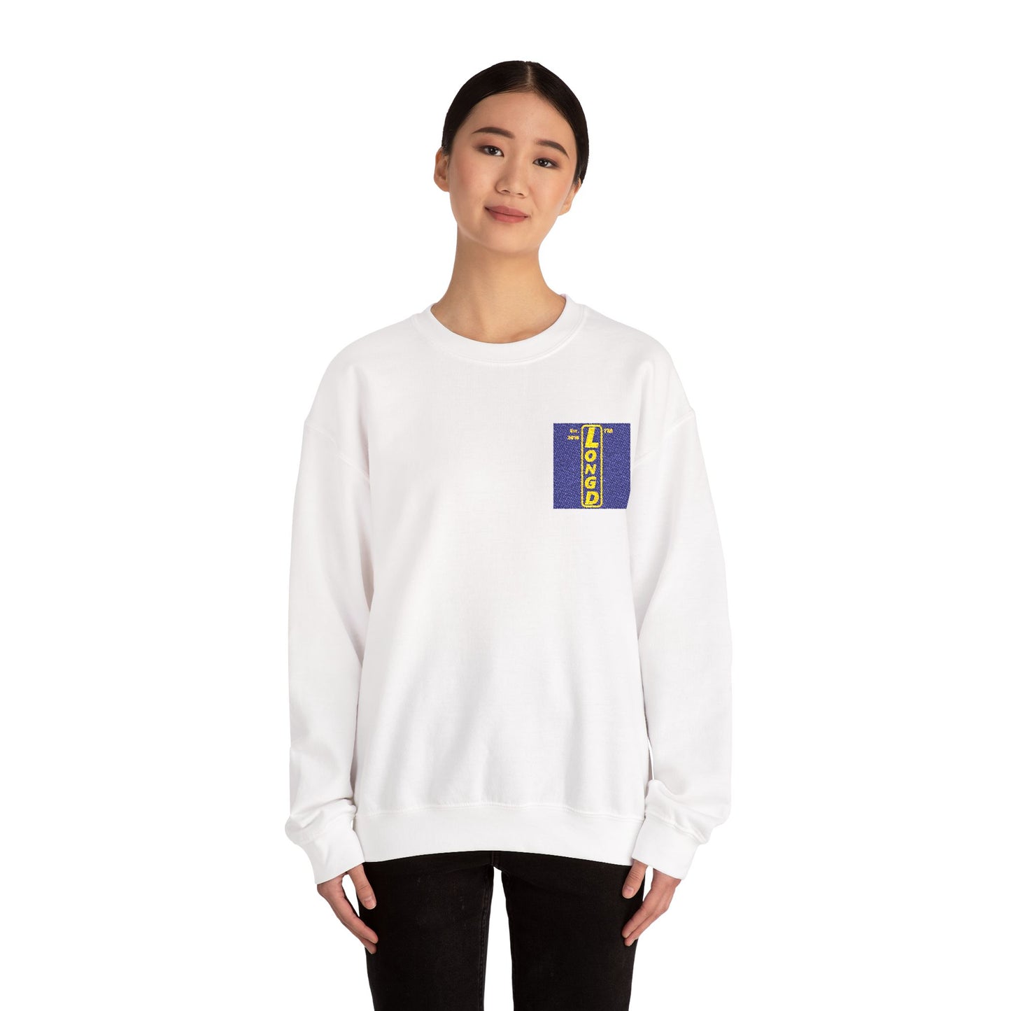 Embroidered Unisex Heavy Blend™ Crewneck Sweatshirt reverse logo upright