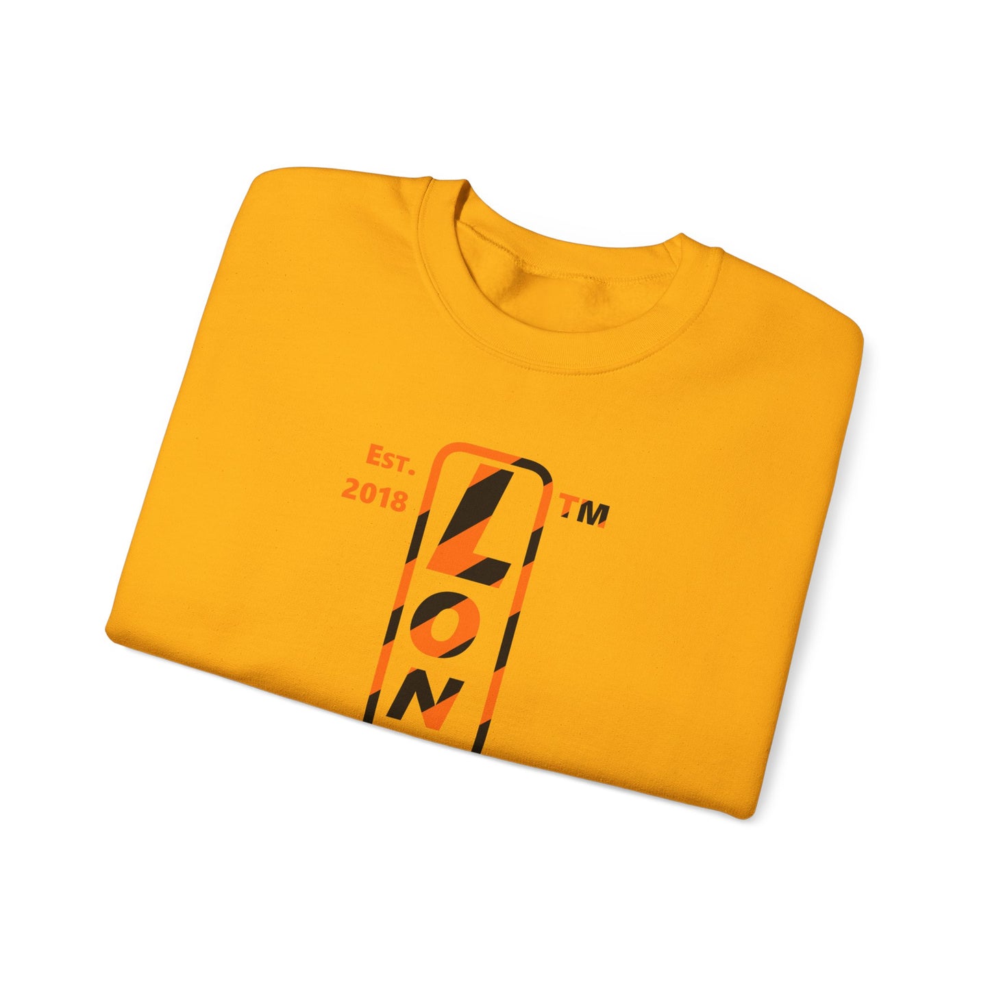 LongD Chicago positive upright pixel-weighted 12-striped 4-print logo (Halloween colors) crewneck sweatshirt