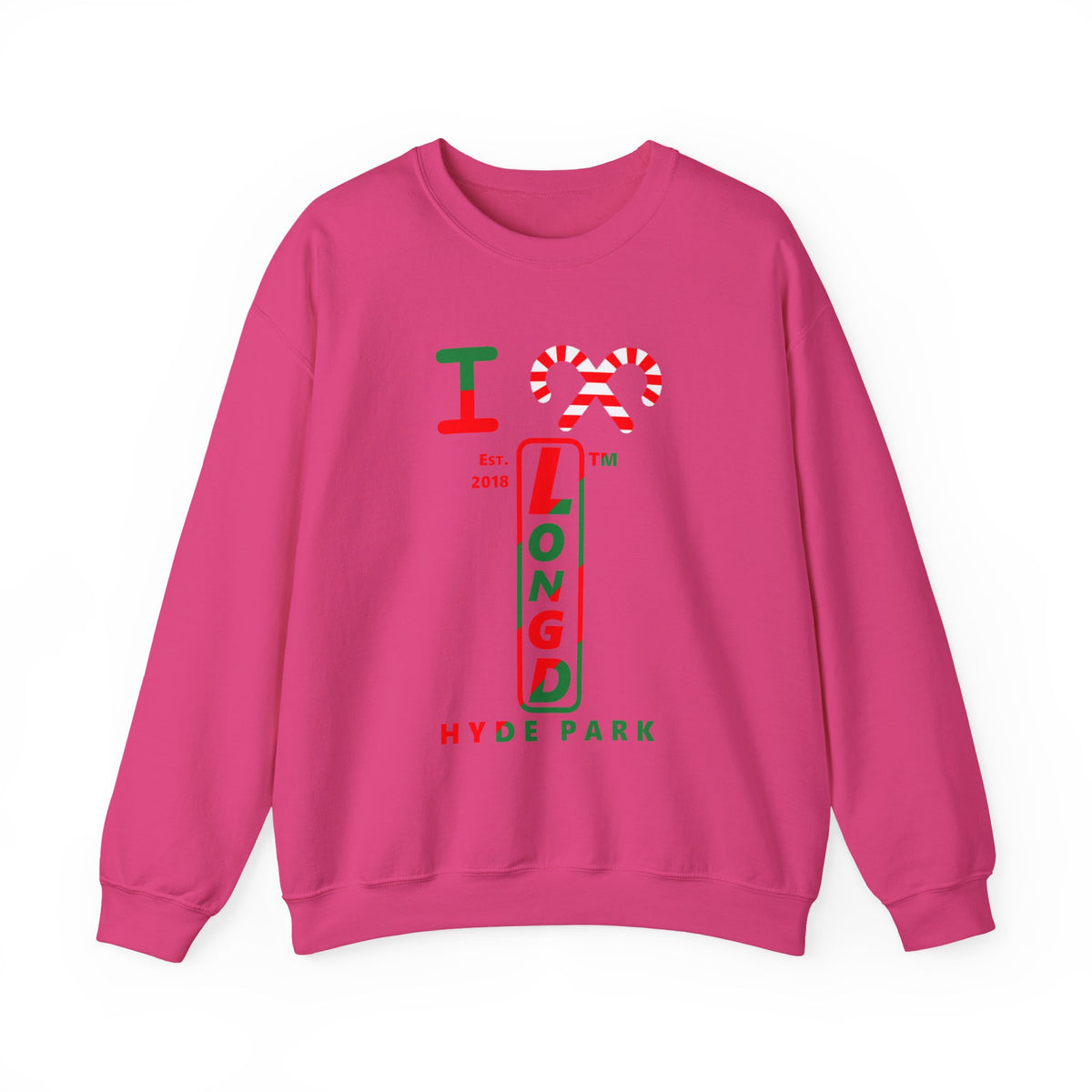 I candy cane LongD Hyde Park positive upright pixel-weighted 4-striped logo crewneck sweatshirt